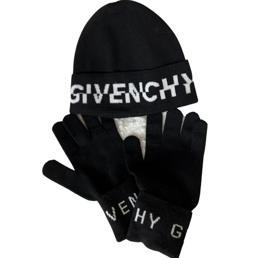 Givenchy Logo Wool Hat and Glove Set