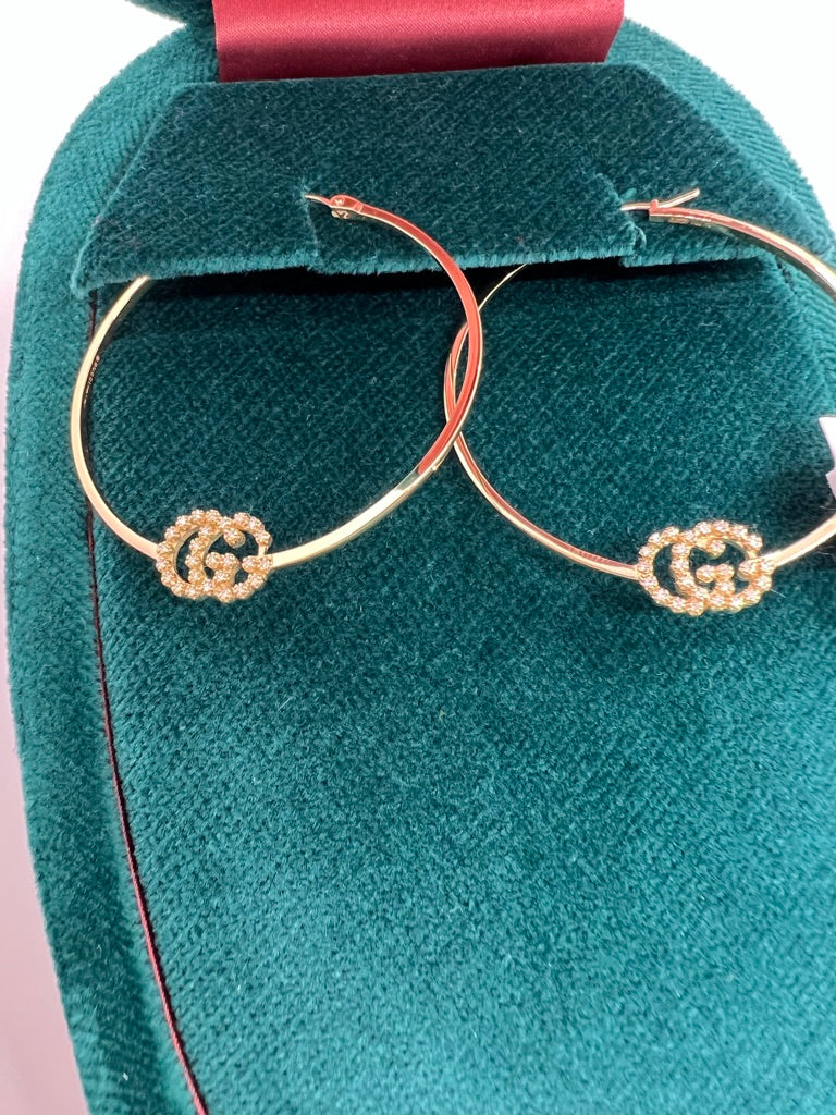 Gucci GG Running Hoop Earrings with Diamonds