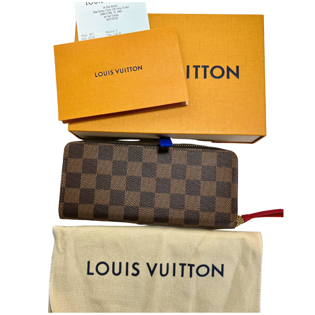 2022 LOUIS VUITTON CLÉMENCE WALLET DAMIER EBENE - FULL SET