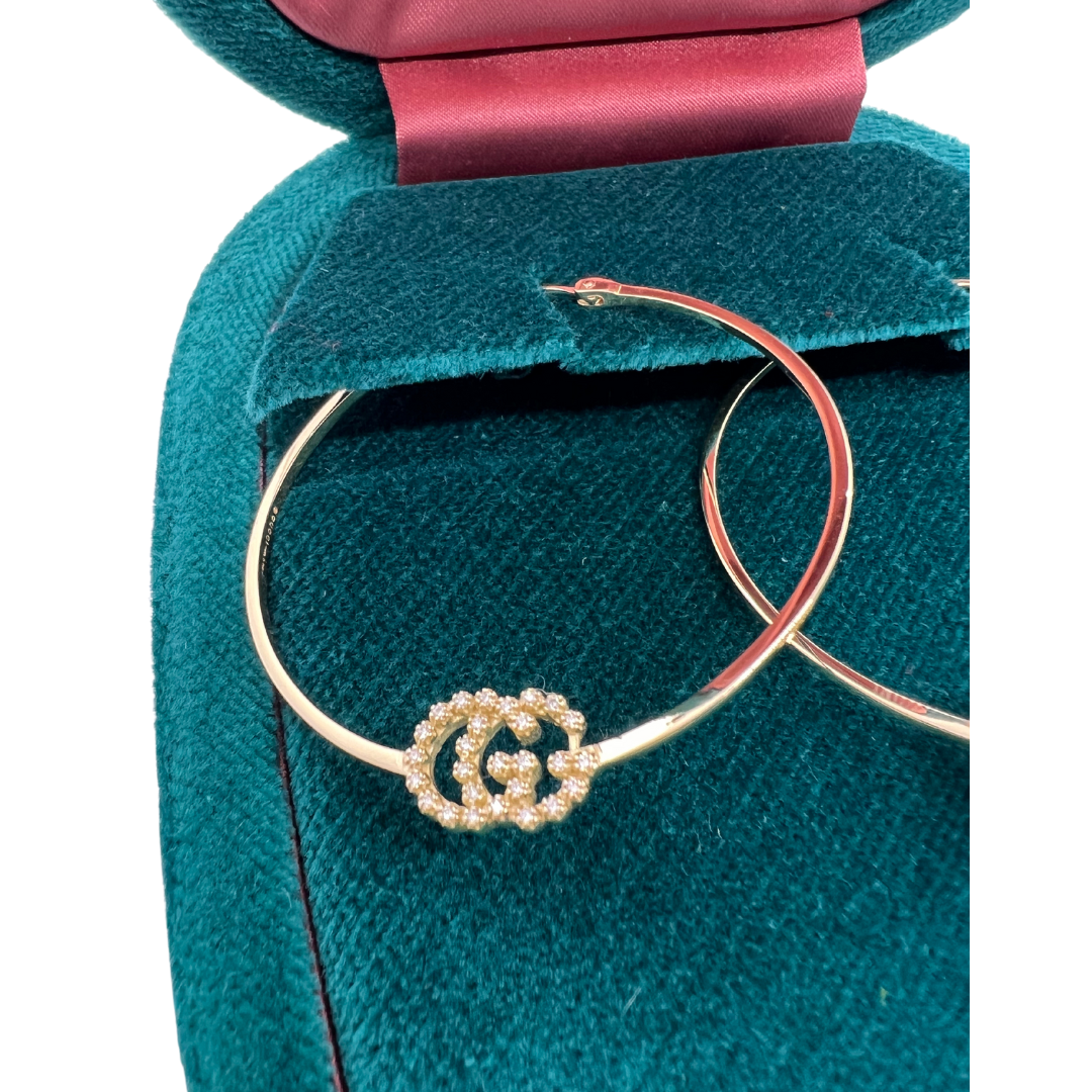 Gucci GG Running Hoop Earrings with Diamonds